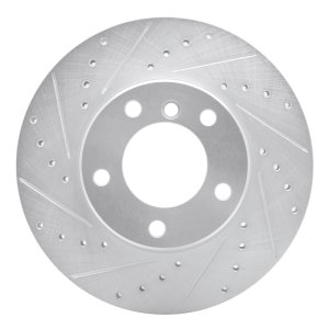 BMW 525I Brake Rotor (1) - Front Left - R1 Concepts - Drilled & Slotted - Silver - `96-`03